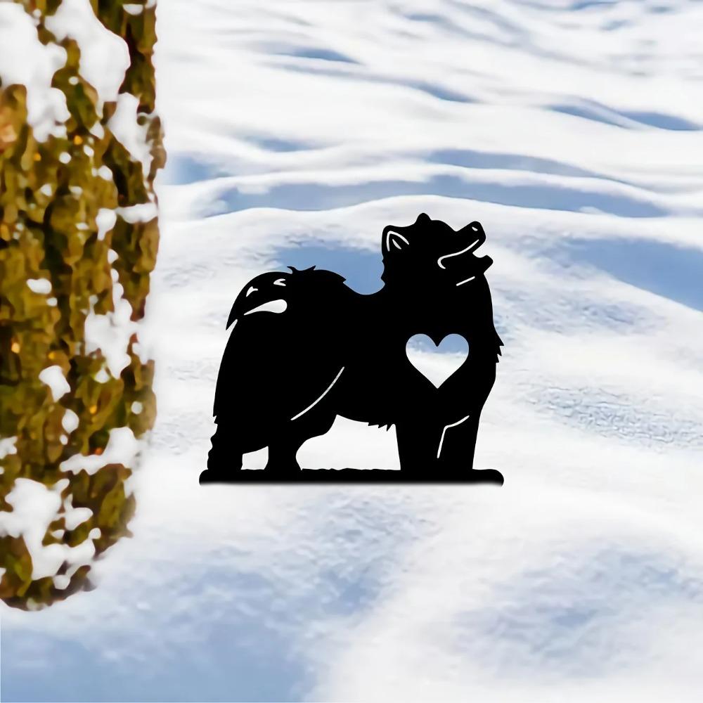 Cute Dog Garden Stake Iron Art Silhouette Metal Yard Sign Creative Outdoor Garden Decoration for Courtyard and Pet Commemoration