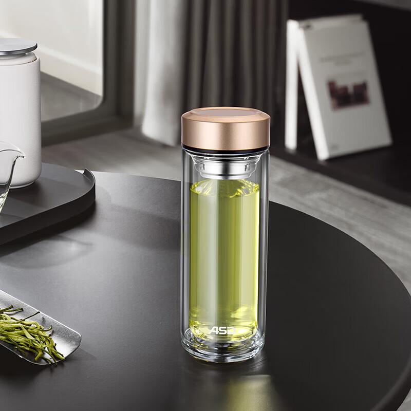 ASD Golden Double-Layer Glass Tea Infuser Cup 300ml