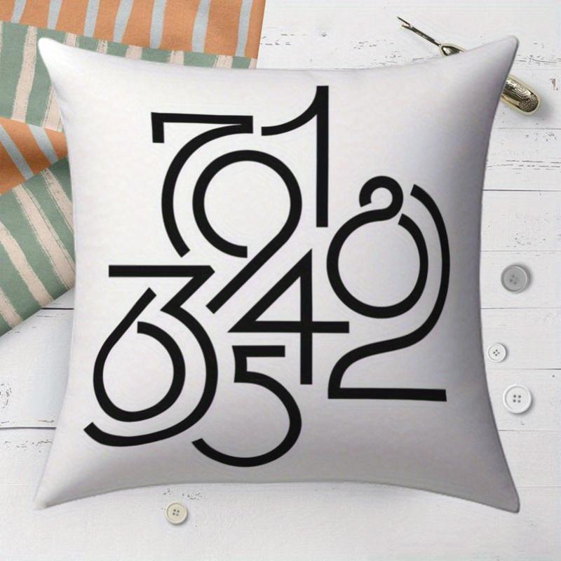Abstract Number Art Pillow Cover 2D Printed Polyester Sofa Cushion Case – Minimalist Digital Design Decor 40X40Cm