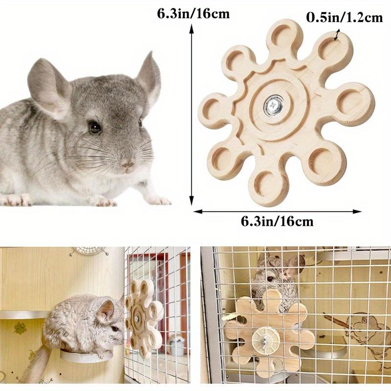 Chinchilla Wooden Rotating Chew Toy Teeth Health Interactive Spinner Hanging Cage Accessory 6.3In Squirrel Hamster Molar Toy Fun