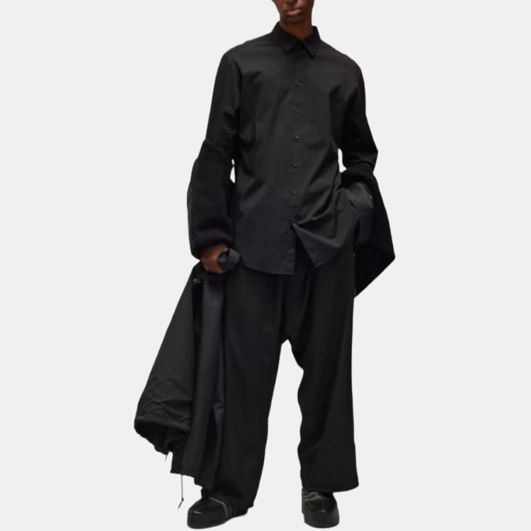 Y-3 Graphic Shirt Long Sleeve Single Breasted Loose Fit Shirt Men Shirts Black JE9274