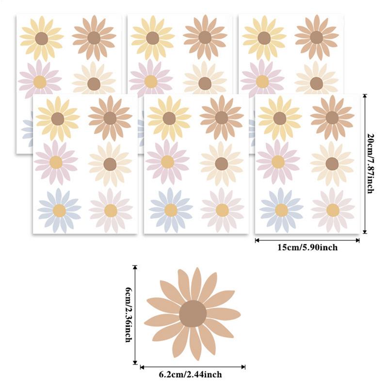 Flower Wall Stickers Bohemian Style Cute Daisy Decals Fashion Home Decor Flower Stickers For Bathrooms Kitchens Bedrooms Nursery