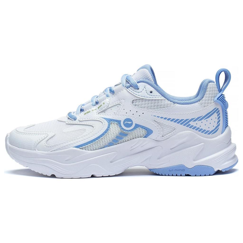 New LiNing Anti Slip Wear Resistant Low Top Running Shoes Women's White Blue ARXT010-3