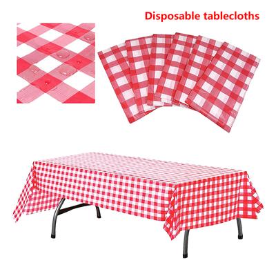 Rot Schwarz Karierte Einweg-Tischdecke Hochzeit Geburtstagsparty Indoor Outdoor Picknick Tischdecke Kunststoff Wasserdichte Tischdecke
