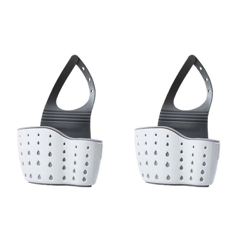 1-4PCS Household Adjustable Button Type Sink Drain Hanging Bag Kitchen Storage Shelf Faucet Sponge Twolayer Drain Hanging Basket