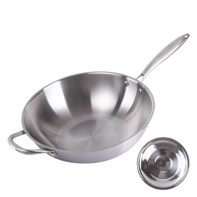 Germany Non-stick Stainless Steel Wok for Induction and Gas Stoves, Flat-bottomed Cookware.
