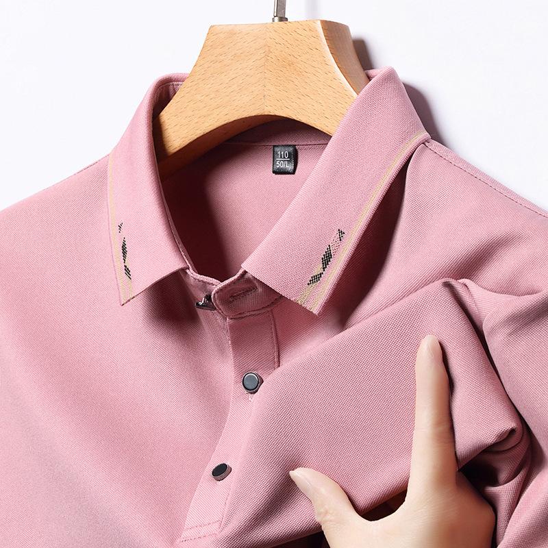 Polo Shirt Men'S Short Sleeve T-Shirt Thin Ice Silk Lapel Business Casual Top