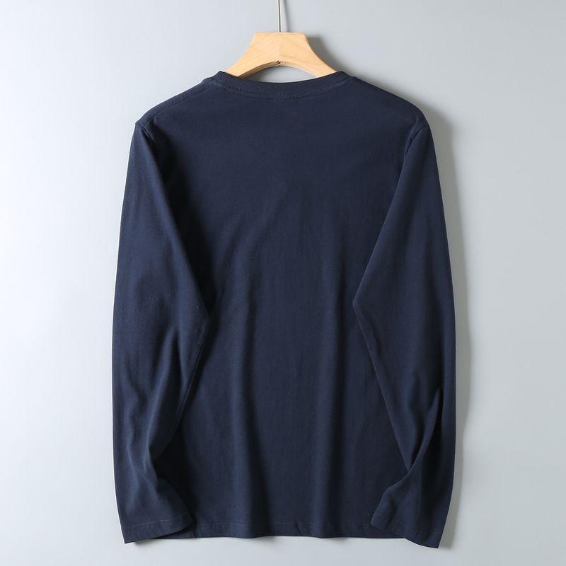 Original Export Surplus Pure Cotton Brushed T-Shirt for Men, Autumn Simple Versatile Long-Sleeve Base Shirt, Casual Crew Neck Top