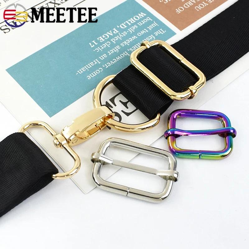 10Pcs Meetee 13-50mm Metal Buckle Backpack Belts Sliders Buckles Webbing Adjuster Clasp DIY Handbag Crafts Hardware Accessories