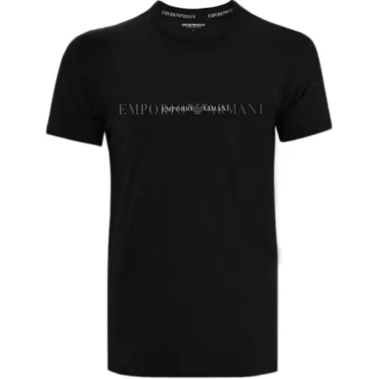 

Emporio Armani Logo Letter Print Slim Fit Crew Neck T-Shirt Men Tops Black 111035-4F729-00020 XL