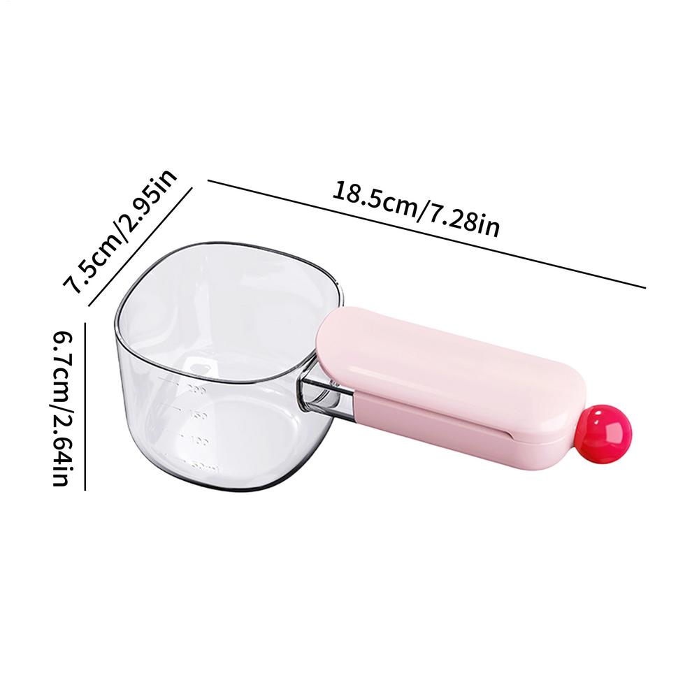 

Flour Measuring Cup With Bag Clip Kitchen Cooking Utensil Multi-Functional Food Scoop For Home Apartment Restaurant Cafe Bakery розовый