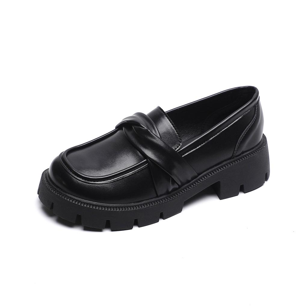 Weiwei girl 193-7 platform loafers women's one-pedal black retro small leather shoes college style soft-soled single shoes