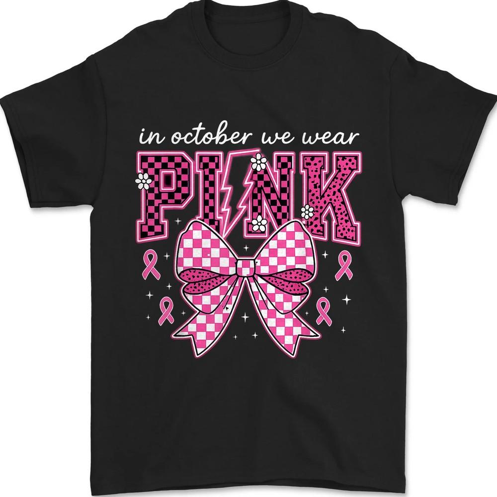 In October We Wear Pink Leopard Breast Cancer Support Unisex T-Shirt