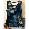 Gilet Estivo da Donna Taglia Larga Fiori Colorati Stampa 3D Largo alla Moda Comodo Morbido Traspirante Scollo a O Senza Maniche