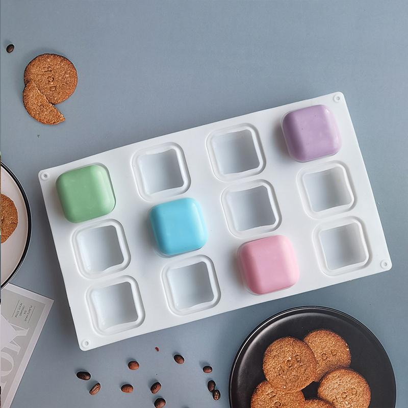 New Square Mousse Cake Mold  Fat Bombs Chocolate Candy Caramel Silicone Mould Dessert Stone Pastry Baking Tool Ice Cube Tray