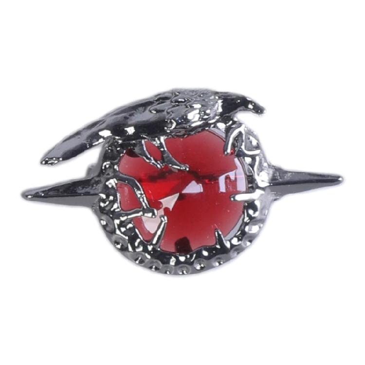 1 Set Krähen-Brosche mit passendem Anhänger-Halskette Hals Schmuck Rot Zirkon Design für Anime-Liebhaber und Trendsetter