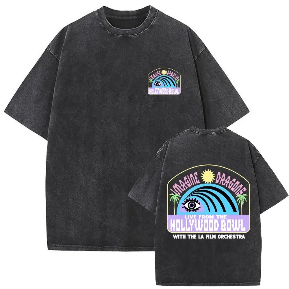 Rock Band Imagine Dragons Loom World Tour 2026 Washed Vintage T-shirt Men Women Gothic Oversized T Shirts Unisex Casual Tshirt