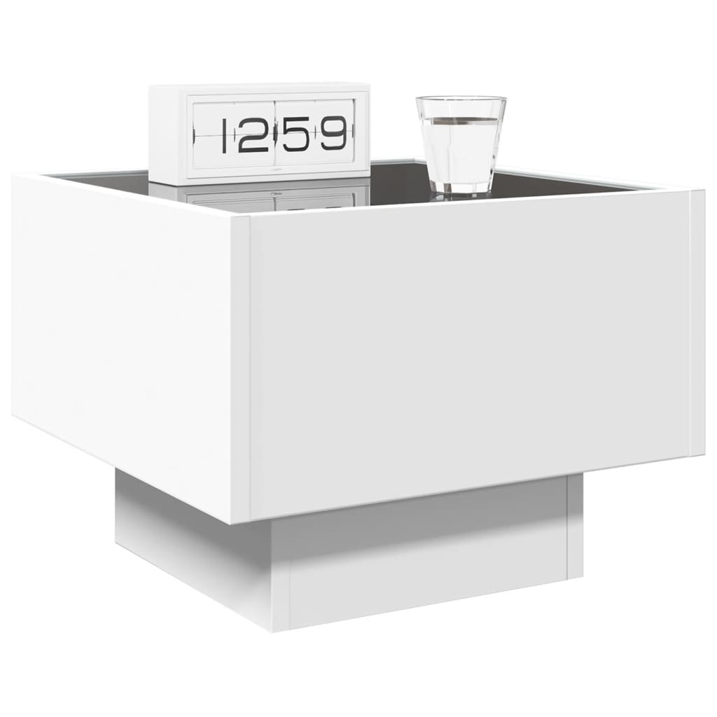 Stolik Nocny Z Led Infinity, Biały, 40X40X30 Cm