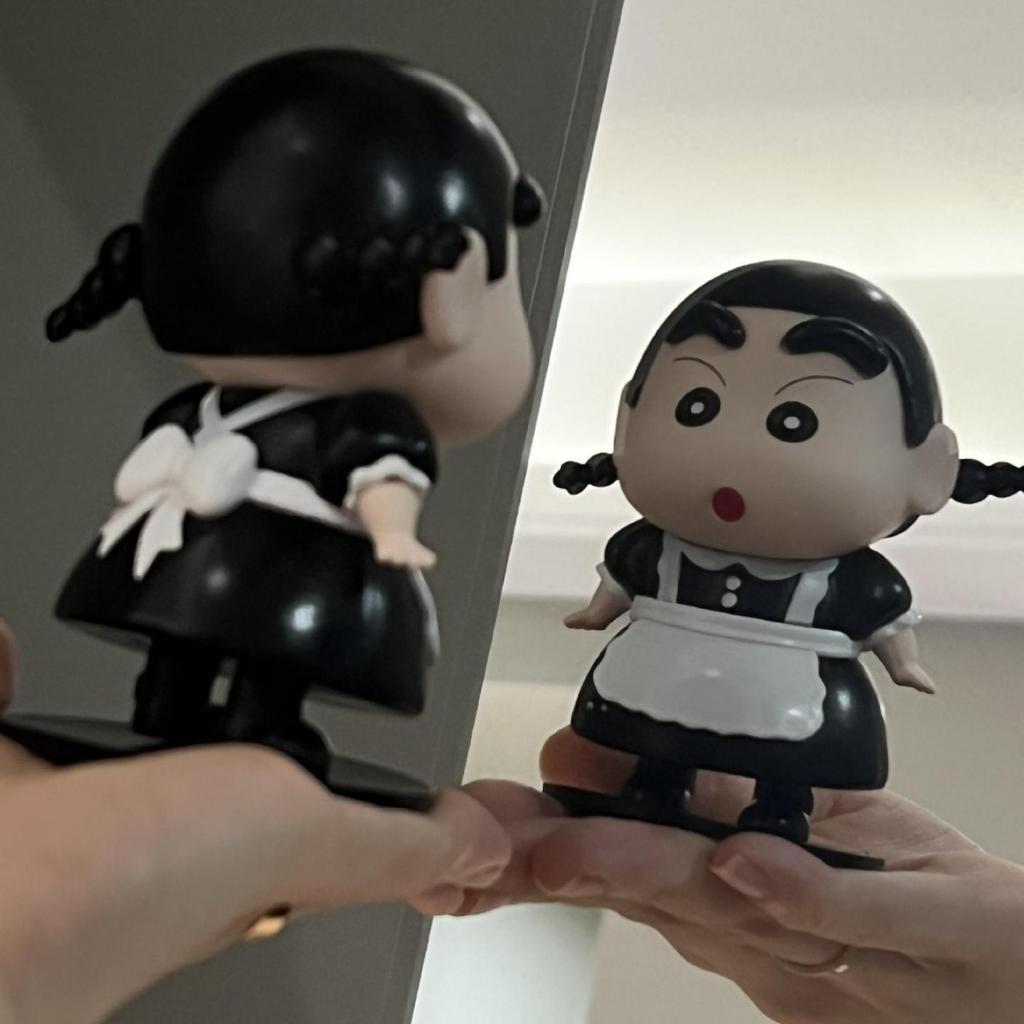 Crayon Shin Chan 10cm Anime Model GK Shin Chan Cos Maid Small Plait Kawaii Desktop Decoration Model Kids Children Brithday Plaything