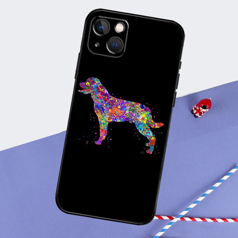 Cartoon Rottweiler Dog Phone Case For iPhone 16 15 Pro Max 12 13 Mini 11 14 Pro Max XR 16 15 Plus 16e Cover Coque