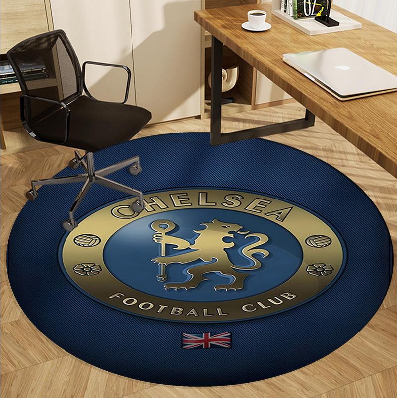 Chelsea F.C Pattern Round Rug, Indoor/Outdoor Mat, for Picnic, Gameroom, Bedroom, Office, Living Room, Home Decor Carpet, Birthday Gift