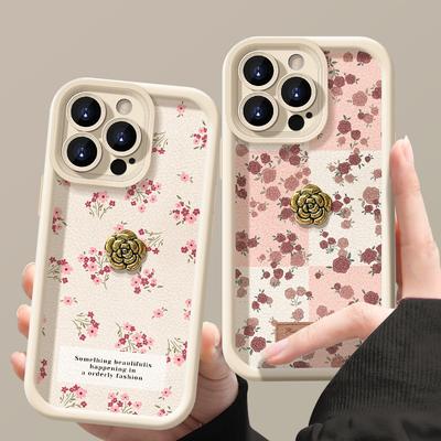 Applicable To Apple 15 Mobile Phone Case Iphone14/13promax Rose Camellia Doll 11/12 Lambskin Xr