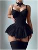 European & American Lace Mesh Bandage Splicing Slimming Nightdress Lingerie Set
