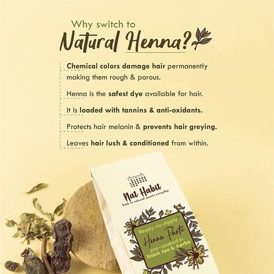 Nat Habit - Fresh Ready To Apply Henna Paste (Pack of 3 X 220g) and Nat Habit Henna Paste, 100% Natural  - (Pack of 4 X 220g)