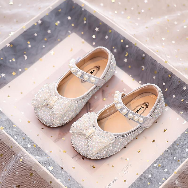 Girls Princess Shoes New Children's Single Shoes Leather Shoes Crystal Shoes Baby Dress Shoes Girls Soft Sole Spring and Autumn