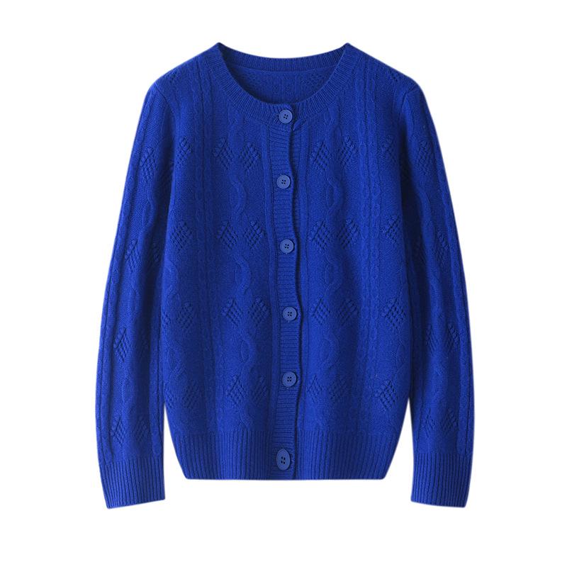 Women's 3D Crochet Thickened Wool Cardigan - Long Sleeve Knit Sweater for Autumn & Winter