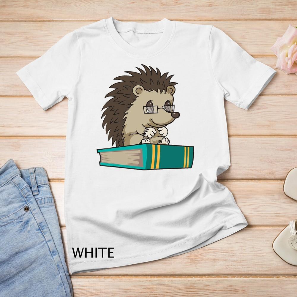 

Cute Unique Bookworm Reading Hedgehog Shirt Gift Unisex T-shirt 3XL