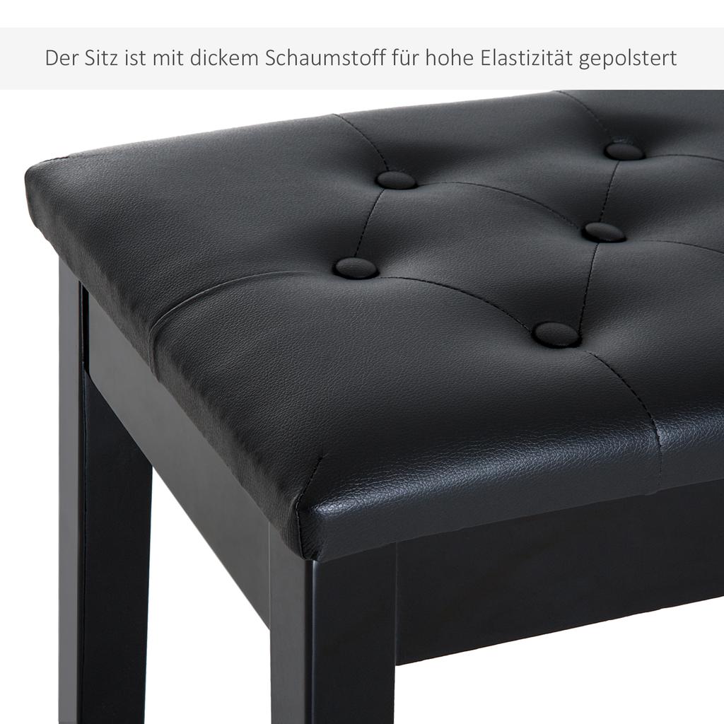 Sgabello per Pianoforte Imbottito in Ecopelle, Sgabello da Trucco, Panca, Seduta per Toeletta con Contenitore 76x36x50cm, Nero