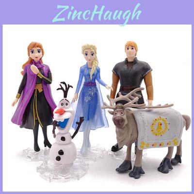 Magical 5pcs Snow Queen Anna Elsa Frozen 2 Olaf Sven Kristoff Pvc Mini Figures Collection