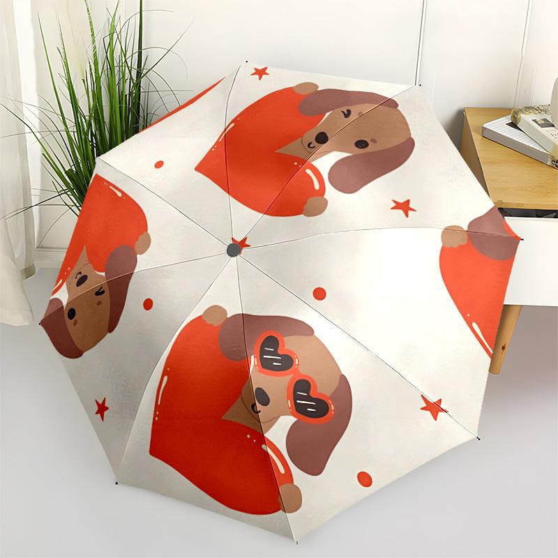 1pc Dogs Heart Open/Close Folding Umbrella, All- Portable Umbrella for & Men, Stylish Accessory (Holiday Gift) 8-Rib yy251213125
