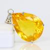 925 Sterling Silver 100 Ct Orange Topaz CERTIFIED Pear Cut Pendant Free Gift AI-86-NS