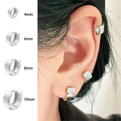 2025 Trend Simple Classic Hoop Earrings  For Women Punk Minilism Copper Color Wide Smooth Huggie Earing Design Piercing Zircon