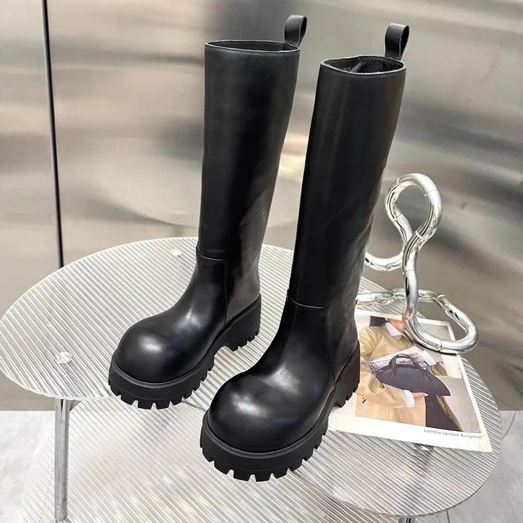 Fashion NEW Luxury Retro Style Knee High Boots Women Fashion Ladies Slip On Knight Long Boots Autumn Winter Women's Footwear