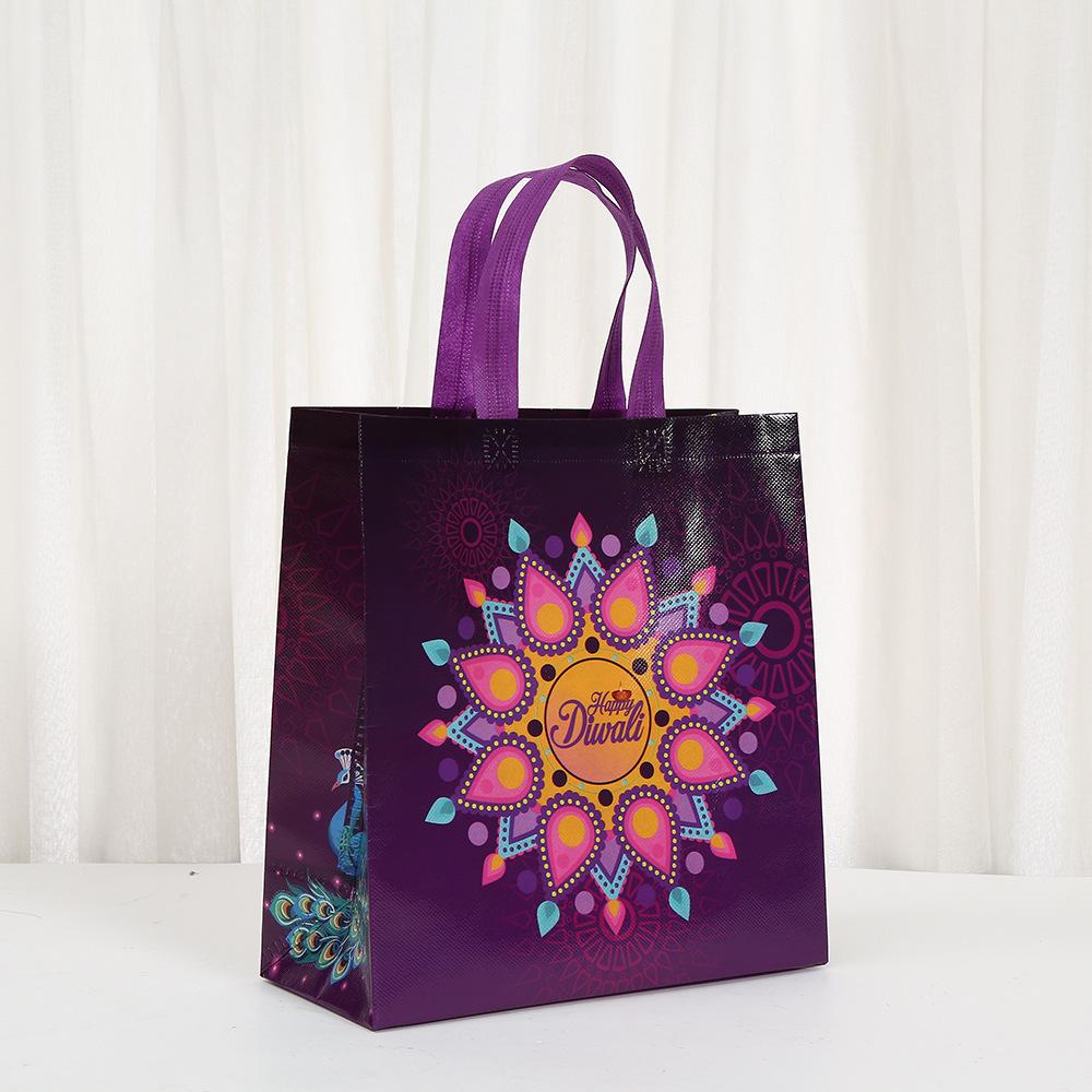 12/30pcs Happy Diwali Tote Bags Non Woven Reusable Goodie Bags for Gifts Classroom and Events