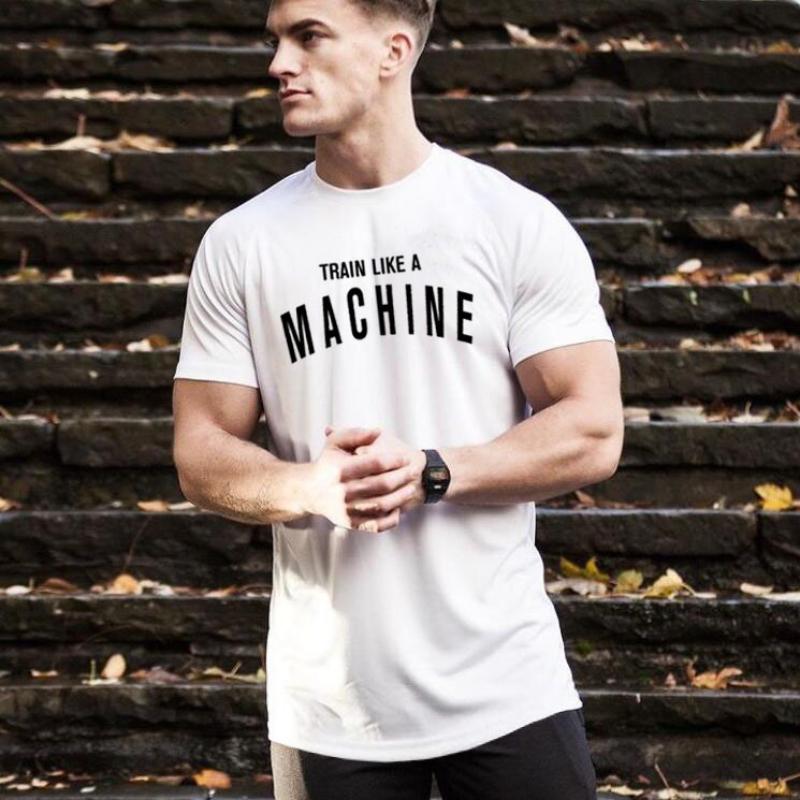 Muscleguys Mens Bodybuilding Slim Fit T-Shirts Summer Cotton Breahtbale Short Sleeve Shirts Gym Fitness Running Sportswear Casual Clothing