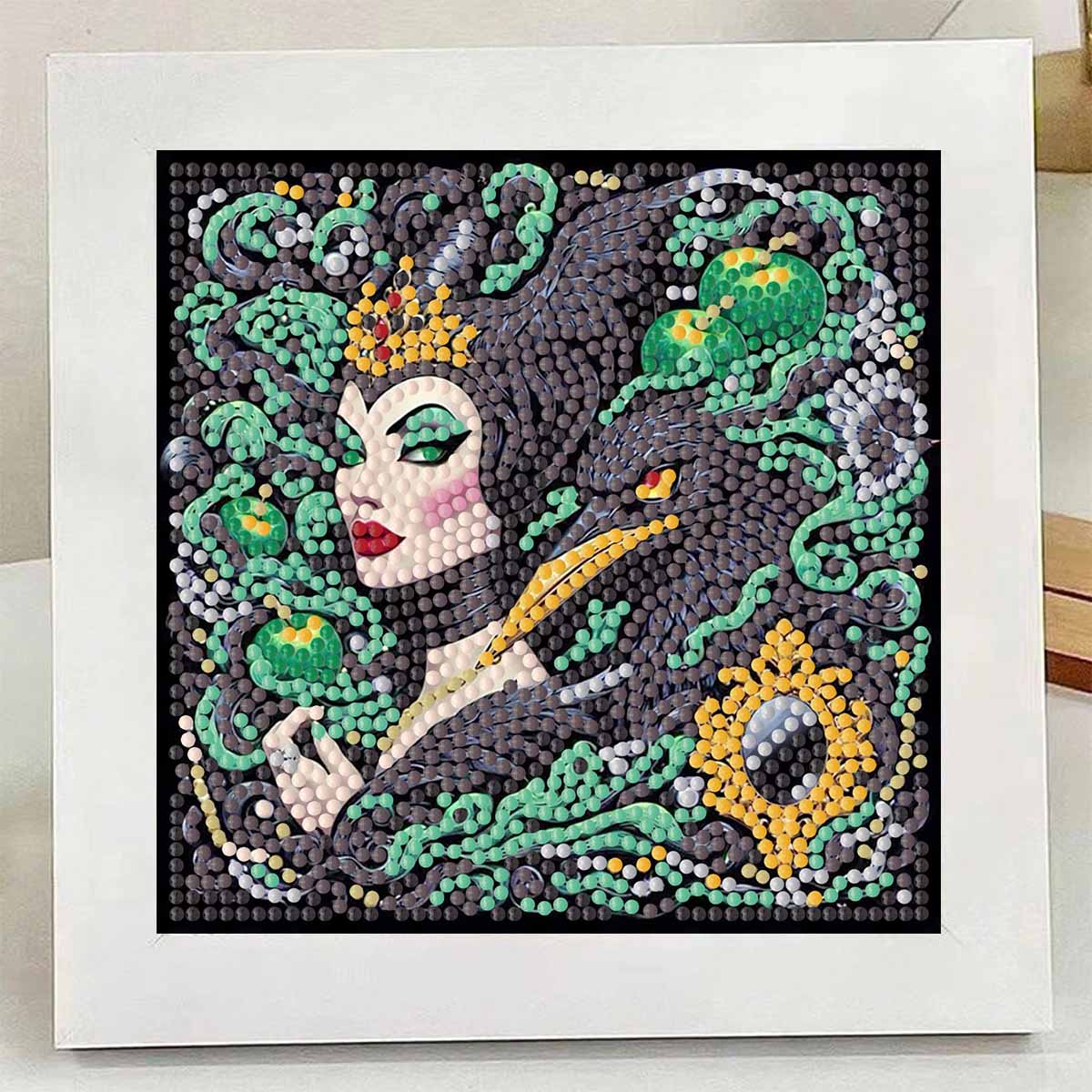 

Набор для алмазной вышивки «Сделай сам» с рамкой, Королева Полная мозаика 5D Набор для вышивания крестом «Сделай сам» Украшение для дома с рамкой, Коллекция хобби для рукоделия Round 15x15 cm with frame