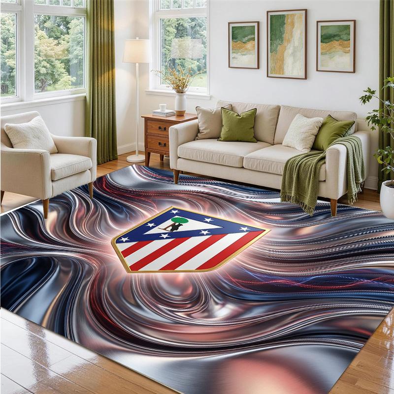 Atletico Madrid Design Crystal Velvet Rug Soft Decorative Mat for Bedroom Entrance
