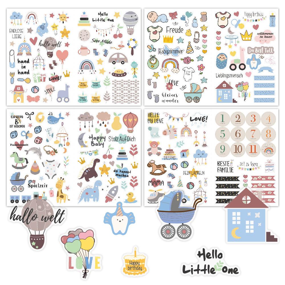 

4Sheet/Set New Baby Scrapbook Sticker Cartoon ins Decorative Stickers DIY Scrapbooking Decoration Stickers Kids Toys Gifts Decal