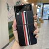 Stripe Litchi Grain Cross Pattern Case for Samsung Galaxy Z Flip 5 Flip 4 Flip 3 Phone Case Full Shockproof Luxury Leather Case for ZFlip4 3