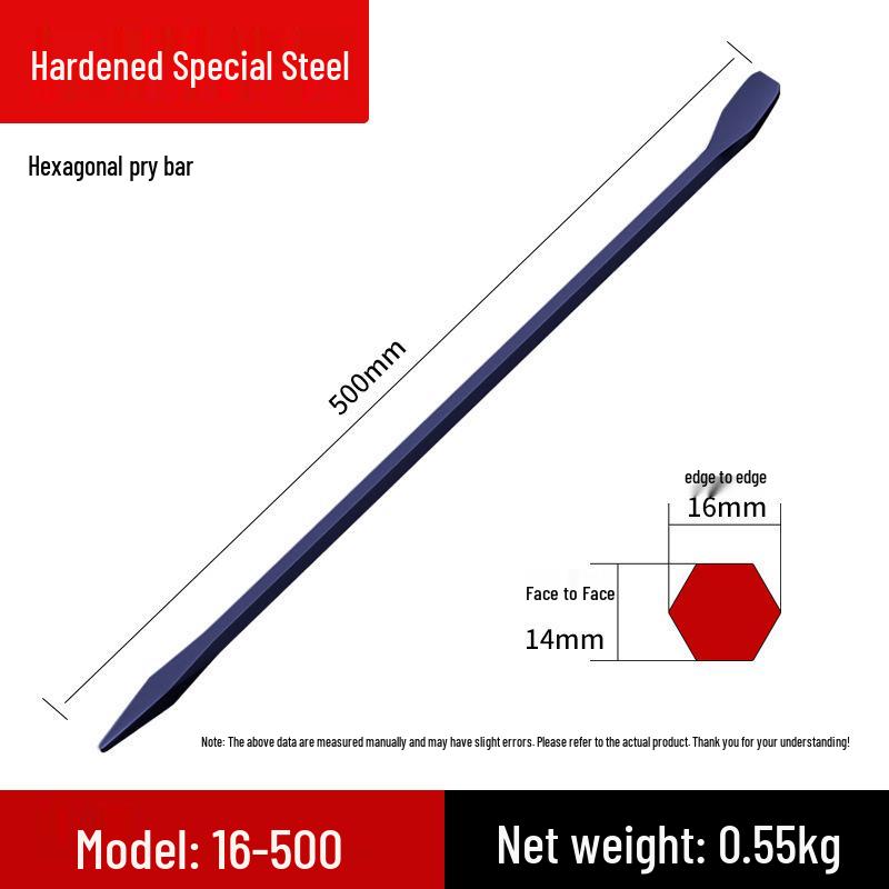 

Industrial Hexagonal Steel Multifunctional Pry Bar Chisel – Crowbar Tool for Woodworking & Truck Use