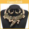 Decoration Creative Rhinestone Crocodile Design Women Necklace And Set Earring