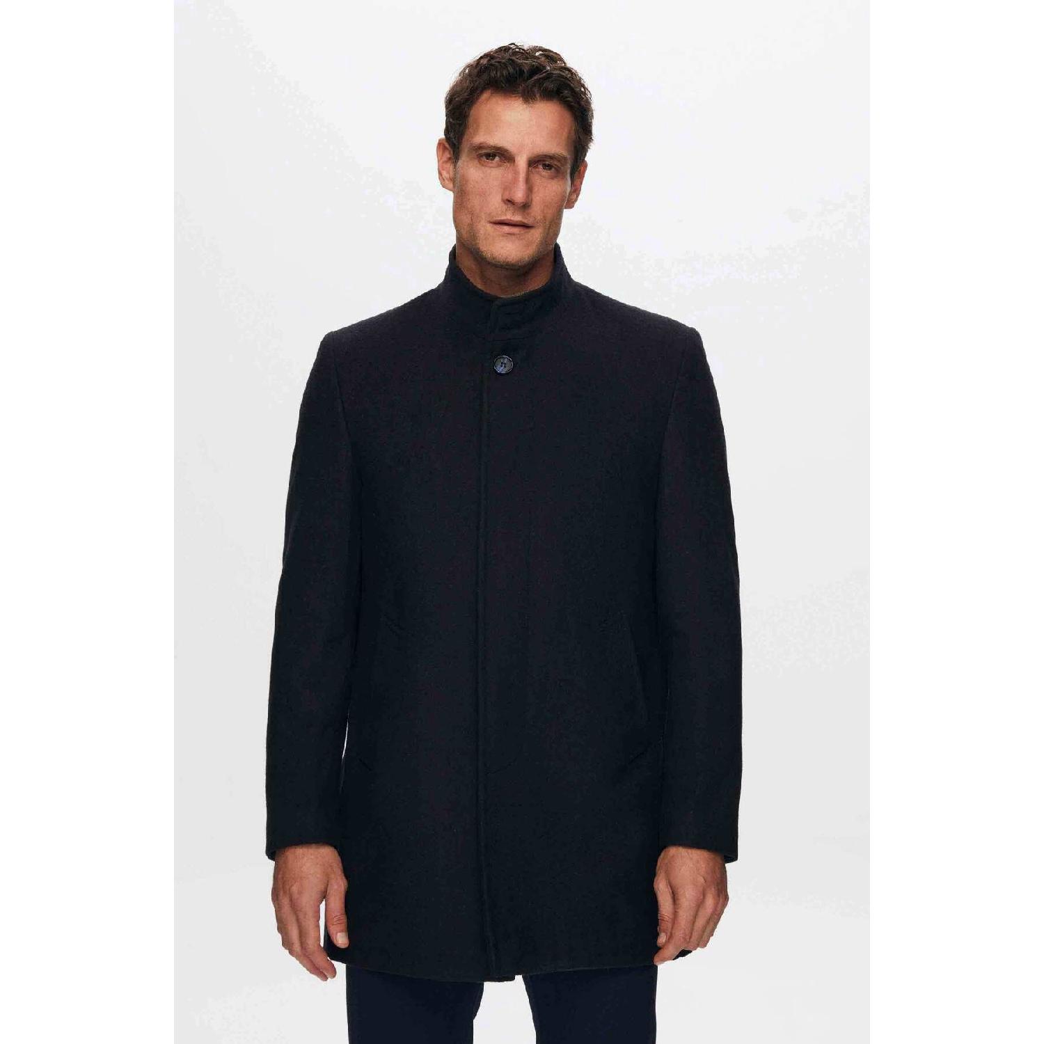 

Regular Fit Navy Blue Magnificent Collar Coat 48