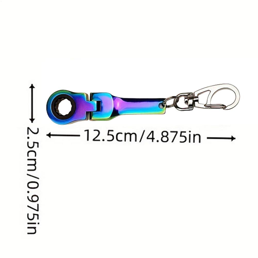 10mm Ratchet Wrench Mini Shaped Metal Racing Keychain Key Chain Ring Keyring Adjustable Wrench Hand Tools Automotive