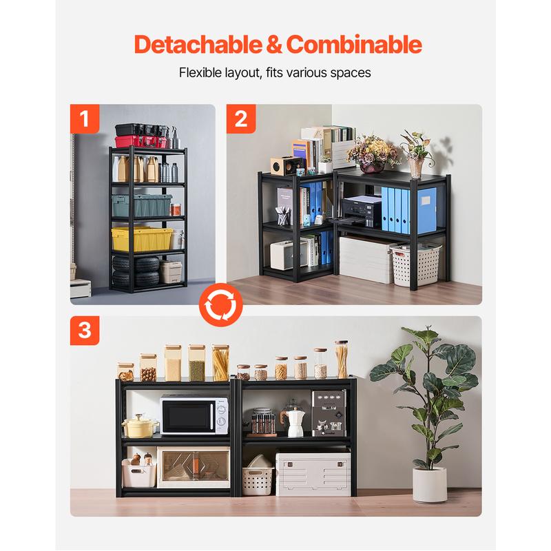 SucceBuy 5-Tier Garage Storage Shelves 2000 lbs Adjustable Metal Shelving Utility Rack Shelf for Kitchen Warehouse Basement