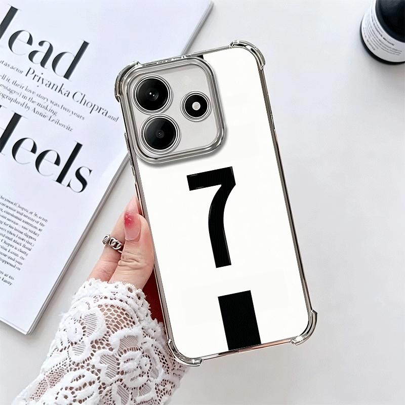 

FootBall Number 7 10 19 Plating Phone Case For Xiaomi Redmi Note 14 15 Pro Plus 13 12 11 11S 11T 10 9S 9 5G Anti-Fall Airabag Co Redmi Note 14 5G