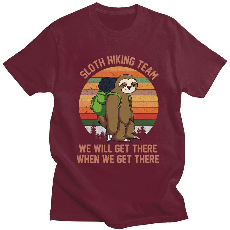 Custom Sloth Hiking Team T Shirts Men ShortSleeve Tshirts Streetwear Tee Tops Oversized Tshirts Merch